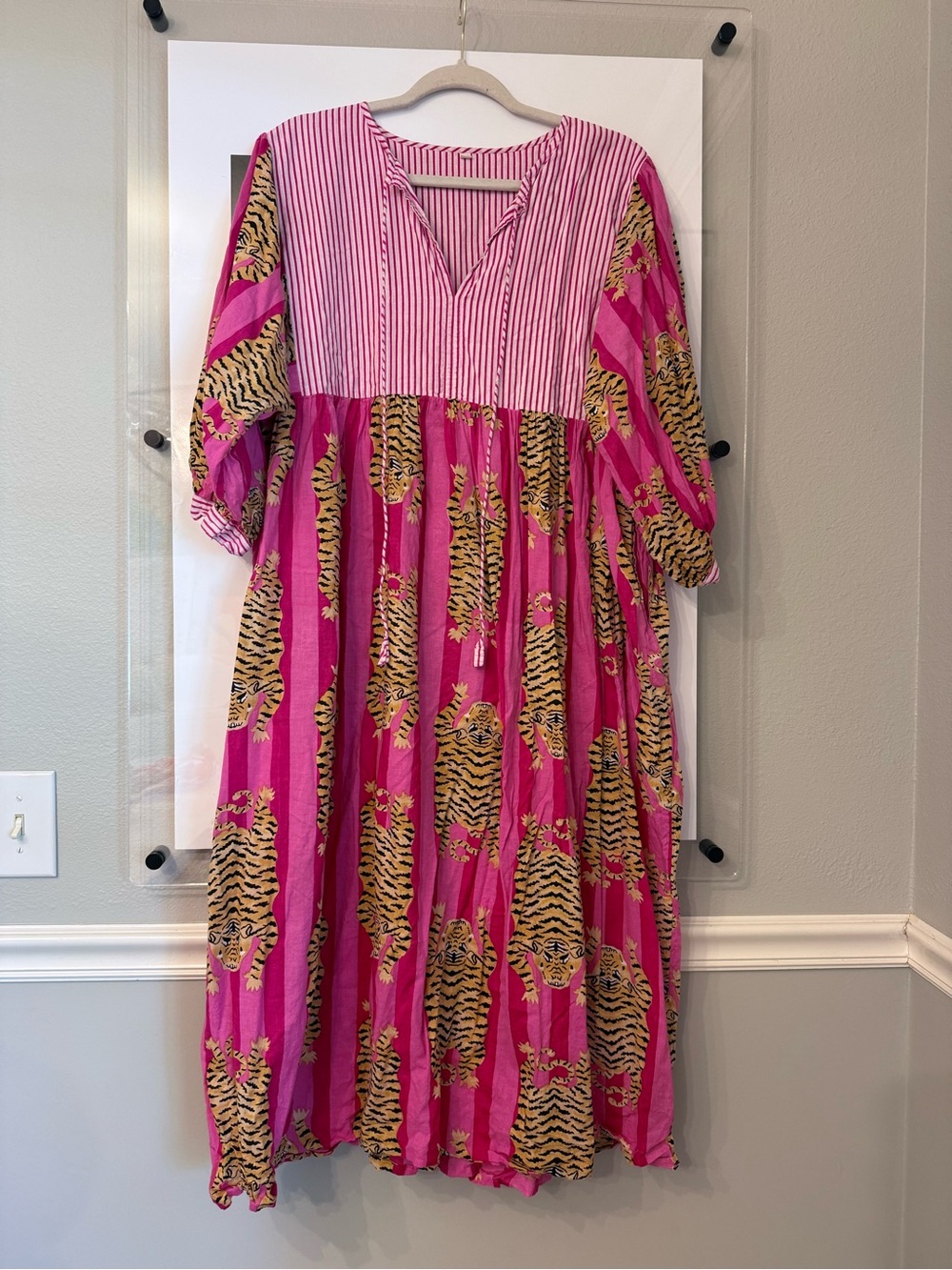 Pink Tiger Print Cotton Dress